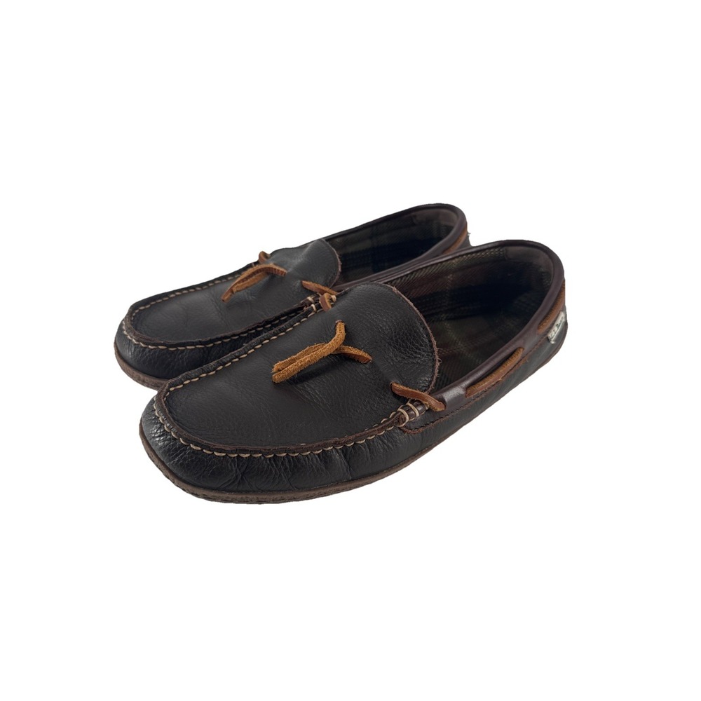 LL Bean 212164 Hand Sewn Slipper Flannel Lined Rubber Sole Acorn Men's SZ 9